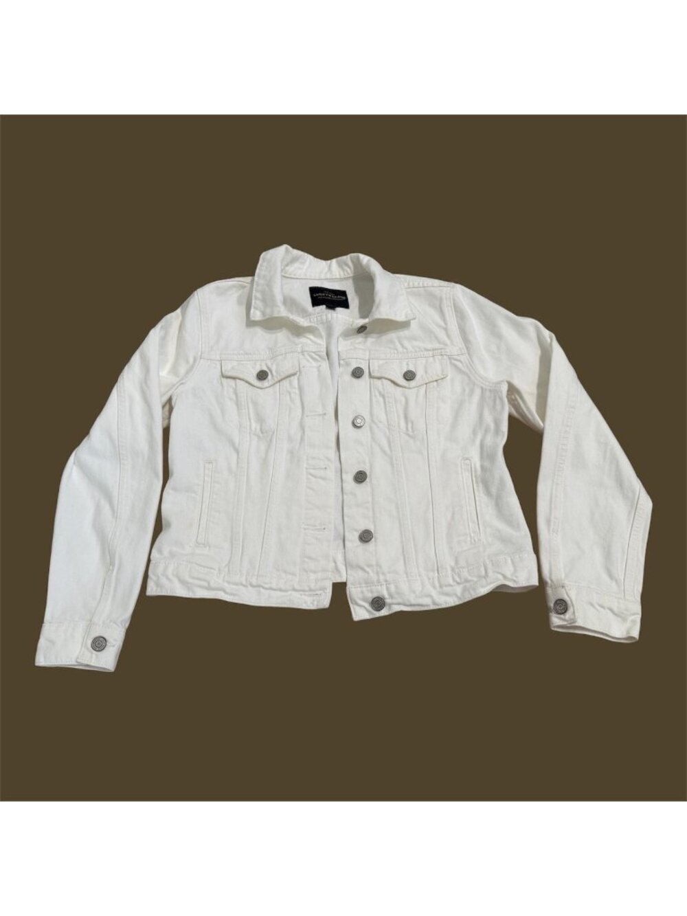 Lucky Brand The Tomboy Trucker Jacket Womens Small White Button Up Denim EUC